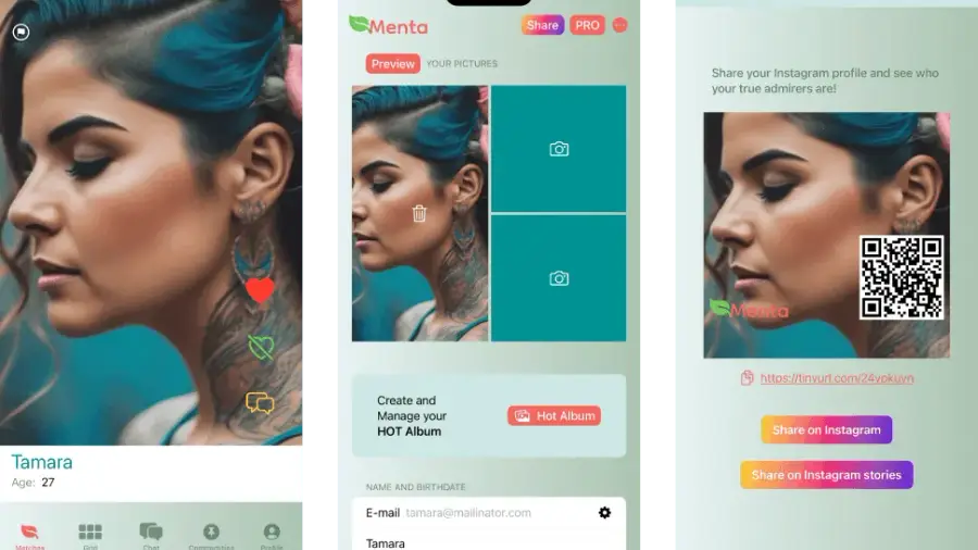 Couple laughing on a date generated by Menta Social app