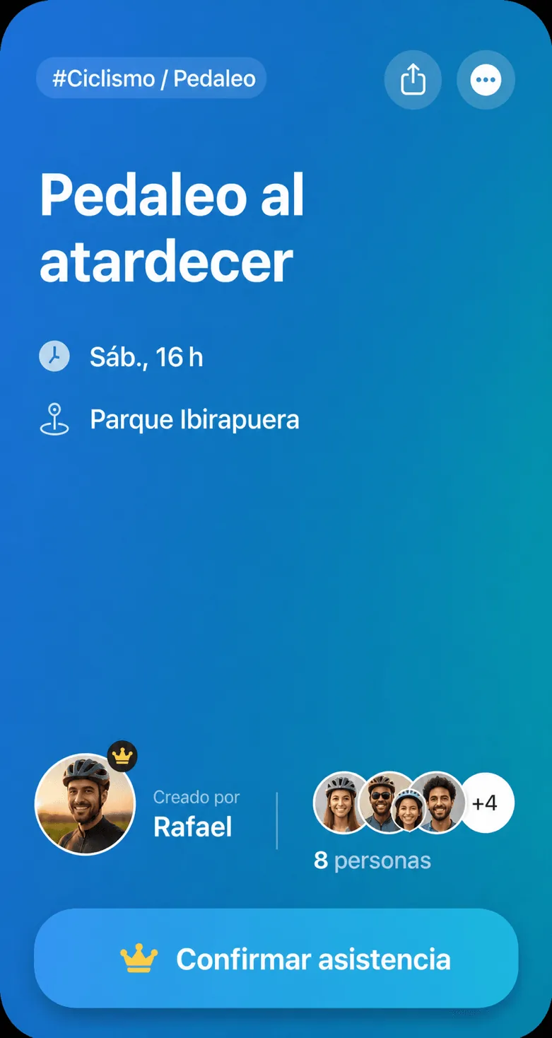 Invitación a pedalear al atardecer, creada por Rafael