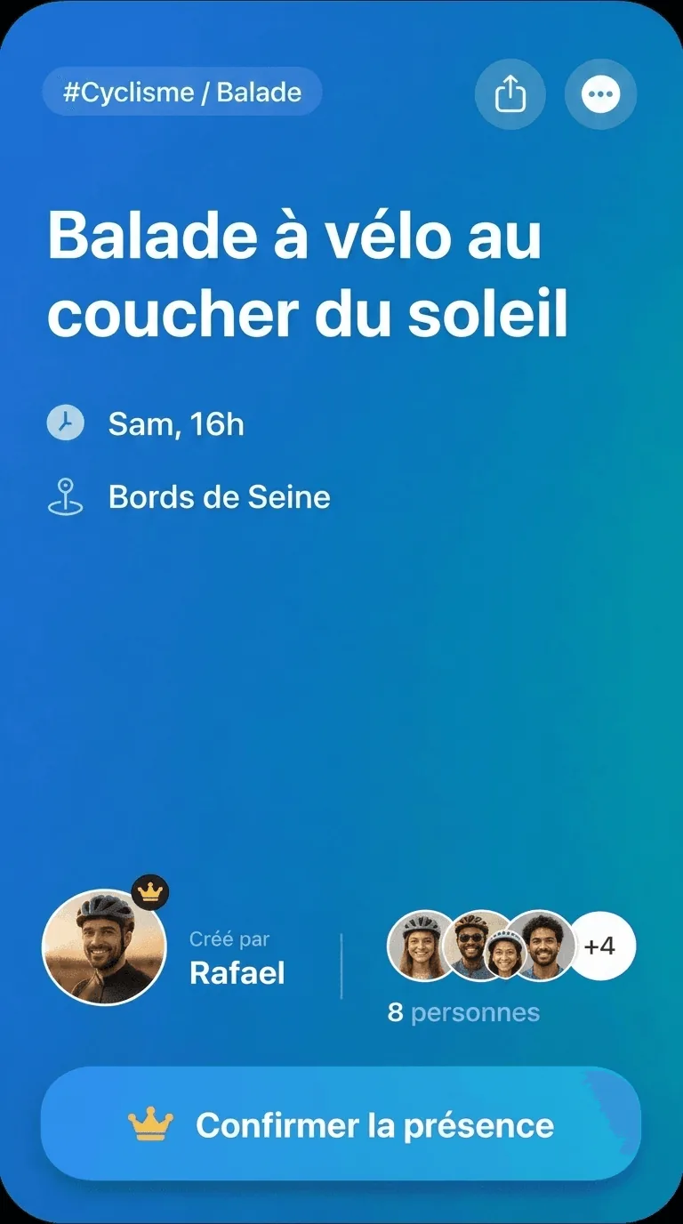 Invitation à une balade à vélo au coucher du soleil, créée par Rafael