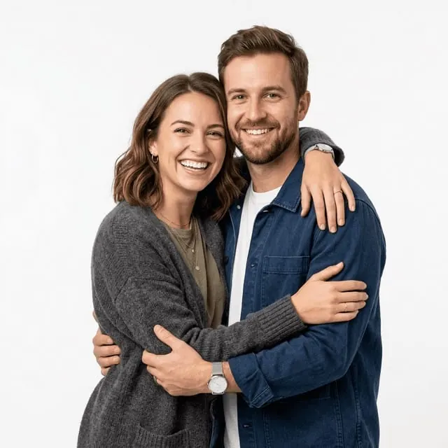 Casal usando o app de encontros Menta Social para conhecer pessoas juntos